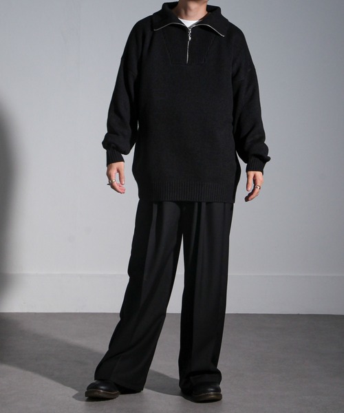 【セール】ハーフジップスタンドカラーオーバーサイズニット/ハイネックニット(ニット/セーター)|Nilway(ニルウェイ) 【セール】ハーフジップスタンドカラーオーバーサイズニット/ハイネックニット(ニット/セーター)|Nilway(ニルウェイ)