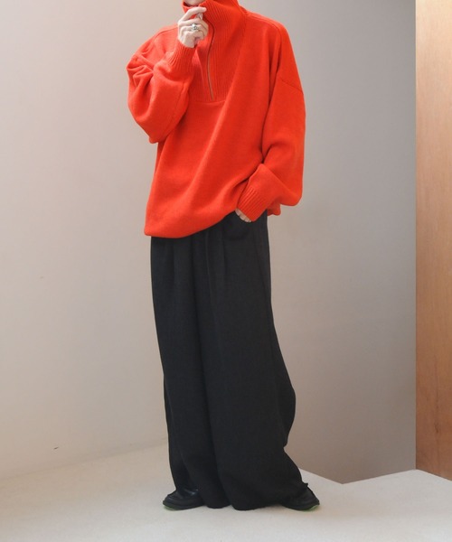 【セール】ハーフジップスタンドカラーオーバーサイズニット/ハイネックニット(ニット/セーター)|Nilway(ニルウェイ) 【セール】ハーフジップスタンドカラーオーバーサイズニット/ハイネックニット(ニット/セーター)|Nilway(ニルウェイ)