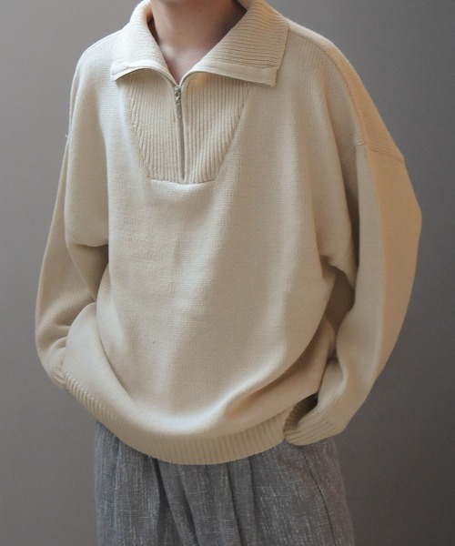 【セール】ハーフジップスタンドカラーオーバーサイズニット/ハイネックニット(ニット/セーター)|Nilway(ニルウェイ) 【セール】ハーフジップスタンドカラーオーバーサイズニット/ハイネックニット(ニット/セーター)|Nilway(ニルウェイ)