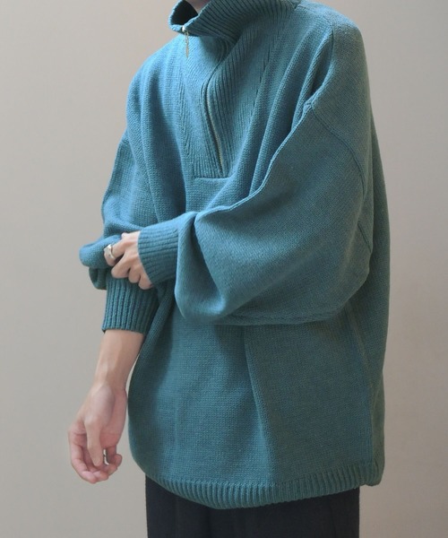 【セール】ハーフジップスタンドカラーオーバーサイズニット/ハイネックニット(ニット/セーター)|Nilway(ニルウェイ) 【セール】ハーフジップスタンドカラーオーバーサイズニット/ハイネックニット(ニット/セーター)|Nilway(ニルウェイ)