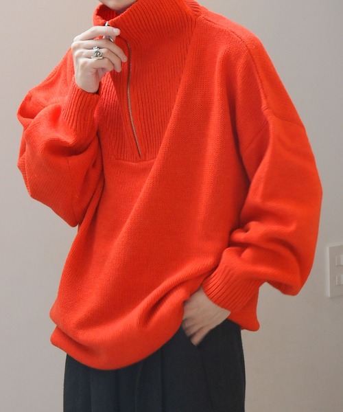 【セール】ハーフジップスタンドカラーオーバーサイズニット/ハイネックニット(ニット/セーター)|Nilway(ニルウェイ) 【セール】ハーフジップスタンドカラーオーバーサイズニット/ハイネックニット(ニット/セーター)|Nilway(ニルウェイ)
