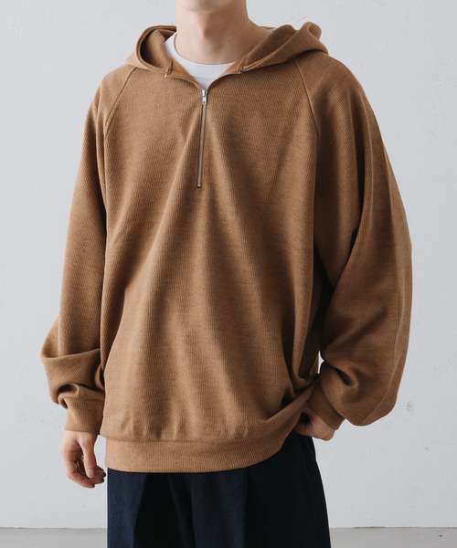 epnok（エプノック）の「ベーシックルーズジップパーカー（パーカー・メンズ・ブラック/キャメル/アイボリー・SMALL/MEDIUM/LARGE）」の3枚目の写真