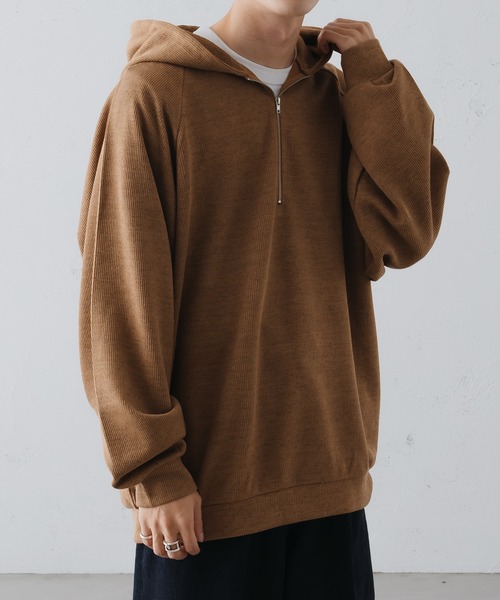 epnok（エプノック）の「ベーシックルーズジップパーカー（パーカー・メンズ・ブラック/キャメル/アイボリー・SMALL/MEDIUM/LARGE）」の19枚目の写真