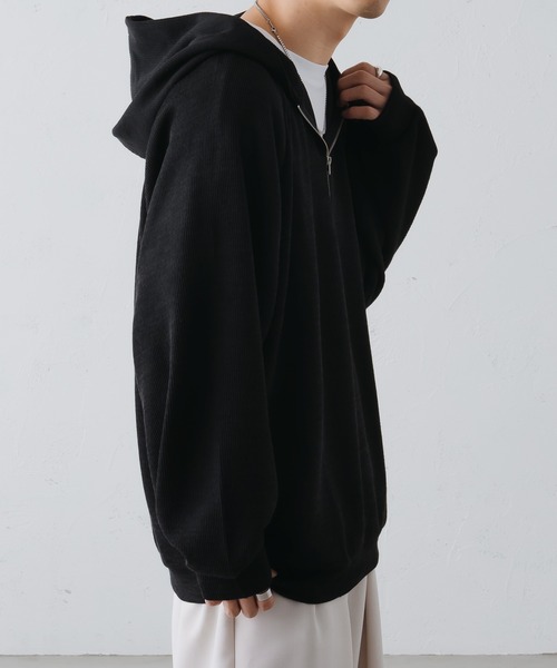 epnok（エプノック）の「ベーシックルーズジップパーカー（パーカー・メンズ・ブラック/キャメル/アイボリー・SMALL/MEDIUM/LARGE）」の9枚目の写真