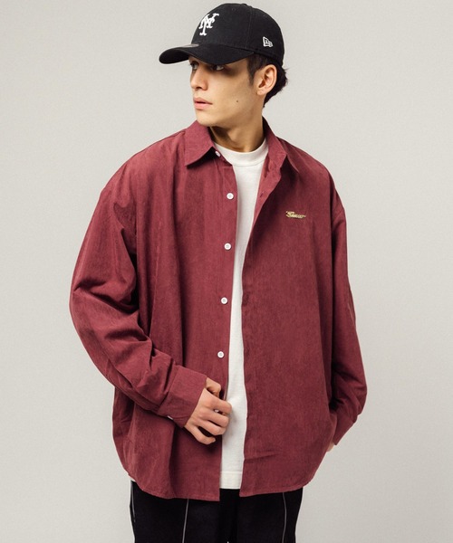 Ressaca(レサーカ)の「オーバーサイズ ワンポイントロゴ レギュラーカラー長袖シャツ(シャツ/ブラウス・メンズ・バーガンディー/キャメル/グリーン/ホワイト/ブラック・M/L/XL)」の5枚目の写真