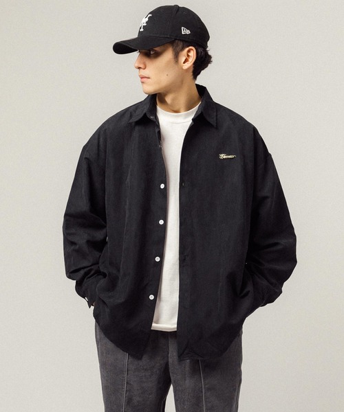 Ressaca(レサーカ)の「オーバーサイズ ワンポイントロゴ レギュラーカラー長袖シャツ(シャツ/ブラウス・メンズ・バーガンディー/キャメル/グリーン/ホワイト/ブラック・M/L/XL)」の7枚目の写真