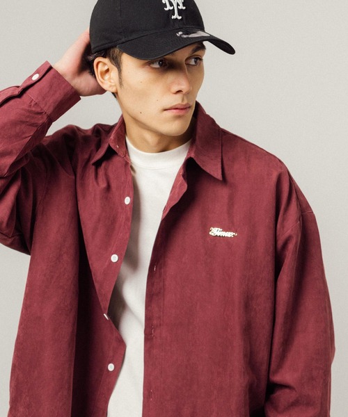 Ressaca(レサーカ)の「オーバーサイズ ワンポイントロゴ レギュラーカラー長袖シャツ(シャツ/ブラウス・メンズ・バーガンディー/キャメル/グリーン/ホワイト/ブラック・M/L/XL)」の10枚目の写真