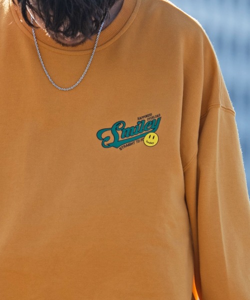 SMILEY FACE(スマイリーフェイス)の「『SMILEY FACE/スマイリーフェイス』ロゴワッペンスマイリー裏毛トレーナー(スウェット・メンズ・マスタード/グリーン/ホワイト・L/M)」の21枚目の写真