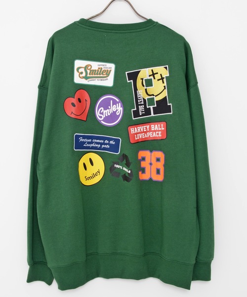 SMILEY FACE(スマイリーフェイス)の「『SMILEY FACE/スマイリーフェイス』ロゴワッペンスマイリー裏毛トレーナー(スウェット・メンズ・マスタード/グリーン/ホワイト・L/M)」の12枚目の写真