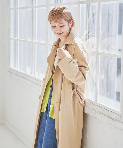 coen（コーエン）の「ルーズトレンチコート（トレンチコート・レディース・オリーブ/ベージュ・L/S/M）」の5枚目の写真