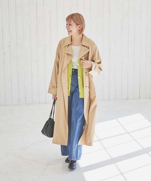 coen（コーエン）の「ルーズトレンチコート（トレンチコート・レディース・オリーブ/ベージュ・L/S/M）」の4枚目の写真