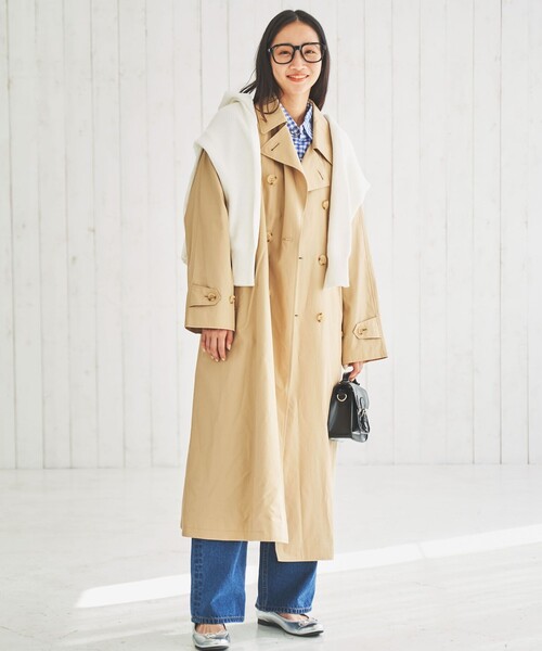 coen（コーエン）の「ルーズトレンチコート（トレンチコート・レディース・オリーブ/ベージュ・L/S/M）」の8枚目の写真