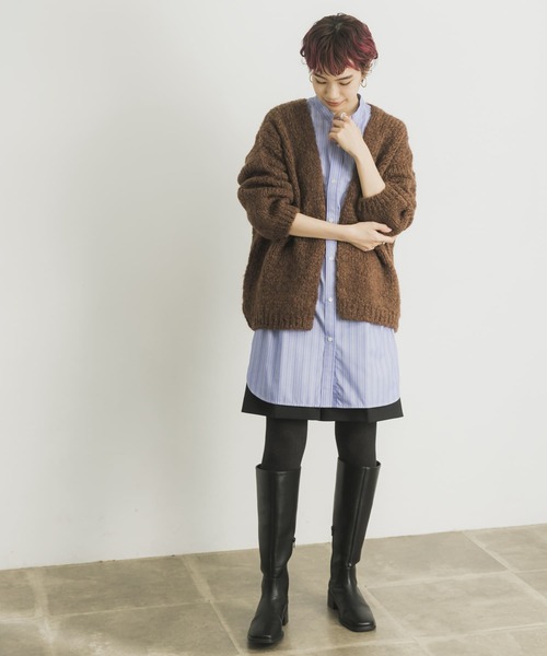 TRICOTS JEAN MARC（トリコットジーンマルク）の「TRICOTS JEAN MARC　ニットカーディガン（カーディガン/ボレロ・レディース・ホワイト/ブラウン/ライトピンク・FREE）」の7枚目の写真