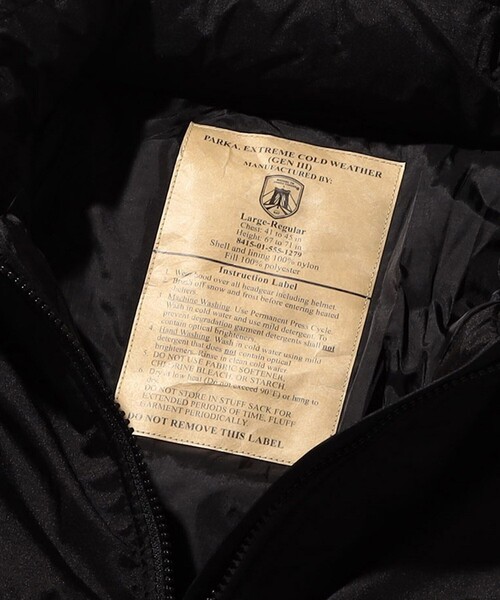 FREAK'S STORE(フリークスストア)の「WEB限定 US MILITARY/ユーエスミリタリー LEVEL7 ECWCS PARKA PRIMALOFT/プリマロフト/レギュラータイプ(ダウンジャケット/コート・メンズ・ブラック・MEDIUM/LARGE/SMALL)」の7枚目の写真