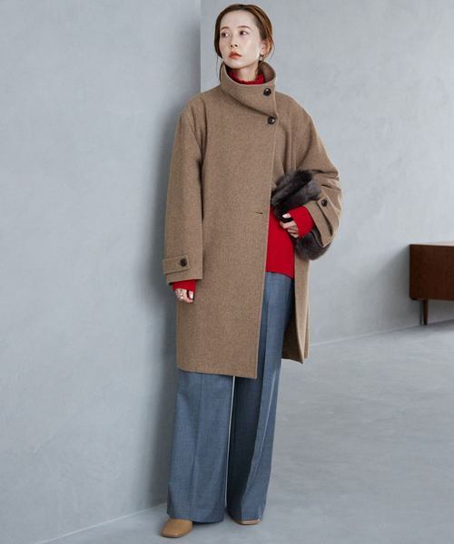 SLOBE IENA ペコラムモッサスタンドミドル コート SLOBE IENA（スローブイエナ）の「ペコラムモッサスタンドミドル