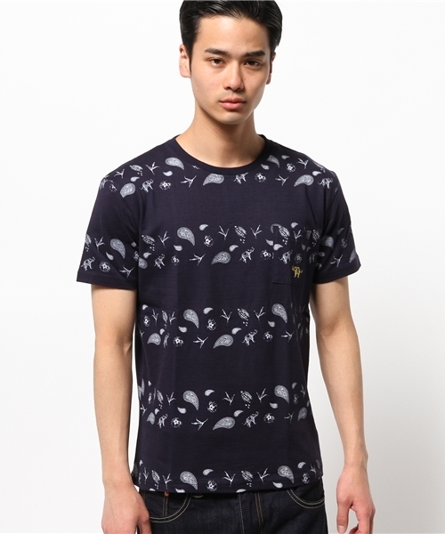 OUTLET(アウトレット)の「【CIAOPANIC TYPY】POC総柄ボーダーTEE(Tシャツ/カットソー・メンズ・ネイビー/ホワイト・LARGE/MEDIUM)」の3枚目の写真