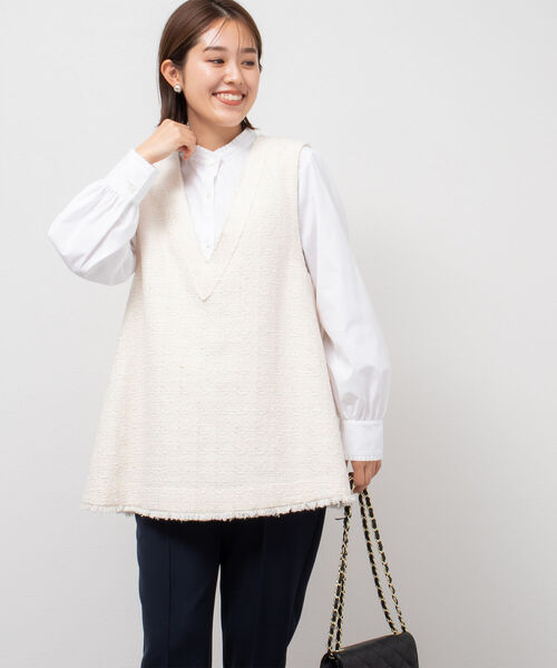 NOLLEY’S（ノーリーズ）の「衿フリルシャツ（シャツ/ブラウス・レディース・サックスブルー/ブルー系その他3/オフホワイト・36/38）」の9枚目の写真