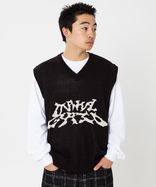 MAHAGRID(マハグリッド)の「『mahagrid/マハグリッド』TRIBAL LOGO KNIT VEST/トライバルロゴニットベスト(ベスト・レディース・ブラック/アイボリー・M/L/S)」の16枚目の写真