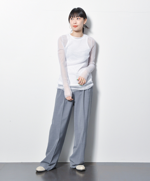 CITYSHOP（シティーショップ）の「NET TEE：カットソー（Tシャツ/カットソー・レディース・ブラック/ホワイト・FREE）」の7枚目の写真