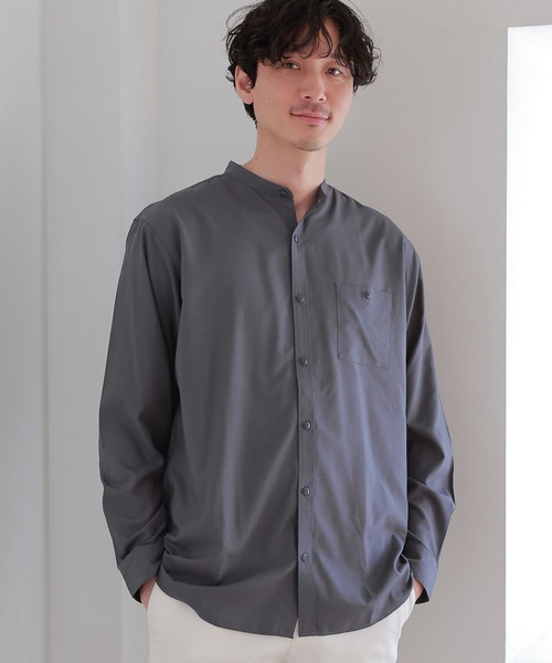 GLOBAL WORK(グローバルワーク)の「サラサマシャツ/バンドカラー/172778(シャツ/ブラウス・メンズ・ライトグレー/ベージュ/ダークブルー/チャコールグレー・LARGE/SMALL/MEDIUM/X-LARGE)」の2枚目の写真
