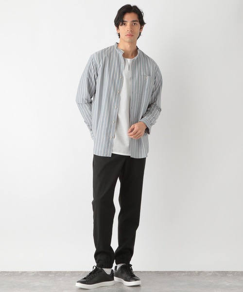 GLOBAL WORK(グローバルワーク)の「サラサマシャツ/バンドカラー/172778(シャツ/ブラウス・メンズ・ライトグレー/ベージュ/ダークブルー/チャコールグレー・LARGE/SMALL/MEDIUM/X-LARGE)」の10枚目の写真