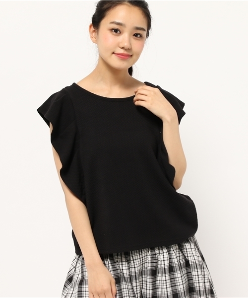 mystic（ミスティック）の「タックフレア袖プルオーバー（Tシャツ/カットソー・レディース・ブラック/ネイビー/キャメル/オフホワイト・ﾌﾘ-）」の3枚目の写真