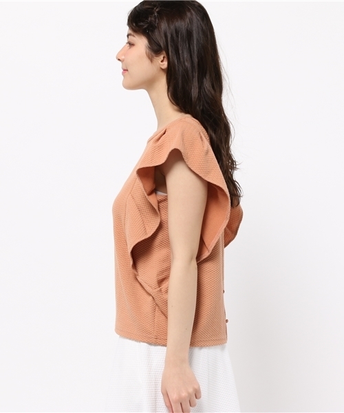 mystic（ミスティック）の「タックフレア袖プルオーバー（Tシャツ/カットソー・レディース・ブラック/ネイビー/キャメル/オフホワイト・ﾌﾘ-）」の6枚目の写真