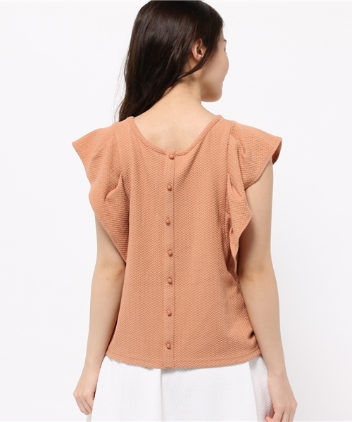 mystic（ミスティック）の「タックフレア袖プルオーバー（Tシャツ/カットソー・レディース・ブラック/ネイビー/キャメル/オフホワイト・ﾌﾘ-）」の7枚目の写真