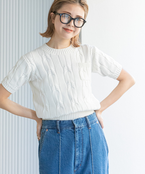 ❤️タグ付き未使用　2.5万円　ニットWジャケット　イエナ　スピック&スパン コンパクトケーブルニット（ニット/セーター）｜U by SPICK&SPAN