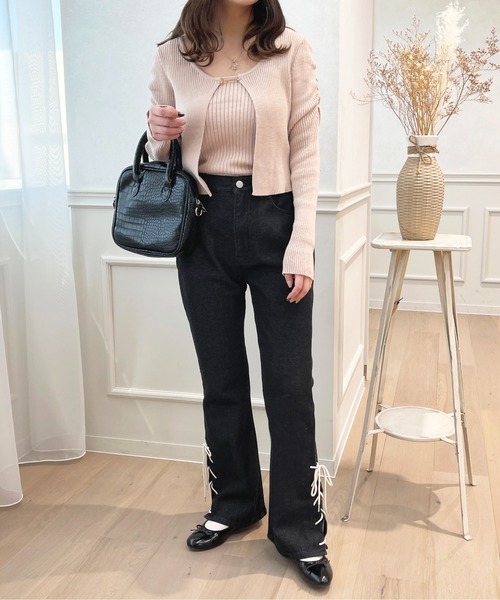 apres jour（アプレジュール）の「サイドレースアップデニムパンツ【ZOZOTOWN限定アイテム】（デニムパンツ・レディース・ライトブルー/ブラック/ダークインディゴブルー・LARGE/MEDIUM/SMALL）」の7枚目の写真