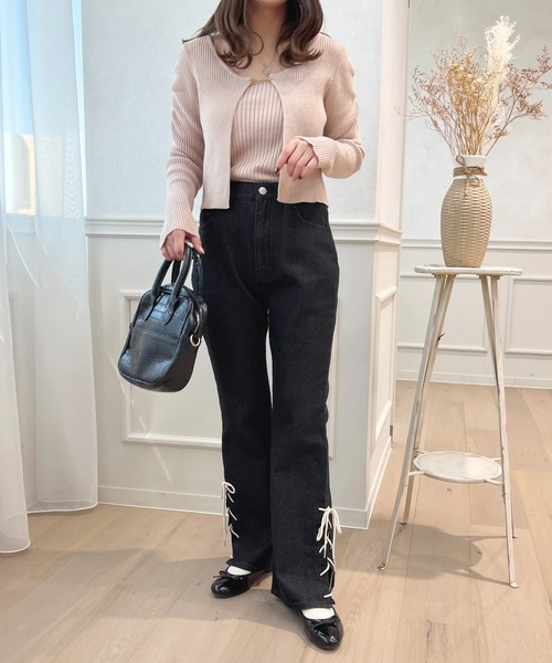 apres jour（アプレジュール）の「サイドレースアップデニムパンツ【ZOZOTOWN限定アイテム】（デニムパンツ・レディース・ライトブルー/ブラック/ダークインディゴブルー・LARGE/MEDIUM/SMALL）」の14枚目の写真