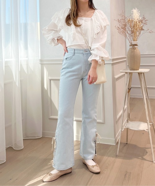 apres jour（アプレジュール）の「サイドレースアップデニムパンツ【ZOZOTOWN限定アイテム】（デニムパンツ・レディース・ライトブルー/ブラック/ダークインディゴブルー・LARGE/MEDIUM/SMALL）」の8枚目の写真