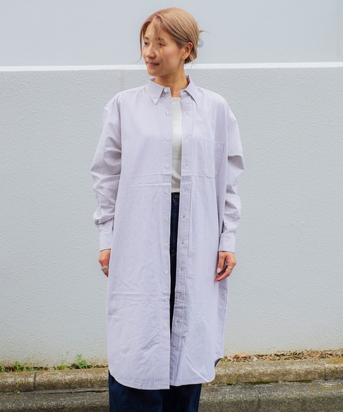 UNIVERSAL OVERALL（ユニバーサルオーバーオール）の「UNIVERSAL OVERALL　BD SHIRT OP U2312152（シャツワンピース・レディース・ブラック/ブラウン/サックスブルー・FREE）」の21枚目の写真