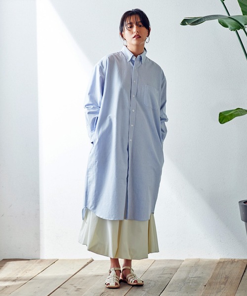 UNIVERSAL OVERALL（ユニバーサルオーバーオール）の「UNIVERSAL OVERALL　BD SHIRT OP U2312152（シャツワンピース・レディース・ブラック/ブラウン/サックスブルー・FREE）」の19枚目の写真
