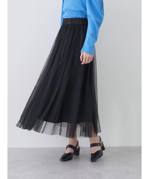 earth music&ecology（アースミュージックアンドエコロジー）の「チュールフレアスカート（スカート・レディース・ブラック/ライトベージュ/ライトグレー/カーキ・FREE）」の20枚目の写真