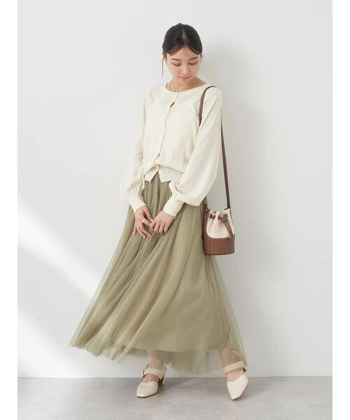 earth music&ecology（アースミュージックアンドエコロジー）の「チュールフレアスカート（スカート・レディース・ブラック/ライトベージュ/ライトグレー/カーキ・FREE）」の18枚目の写真