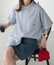 ビッグシルエット アソートワンポイント刺繍ボタンダウン半袖シャツ