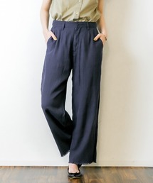 atONE リネン裾フリンジワイドパンツ