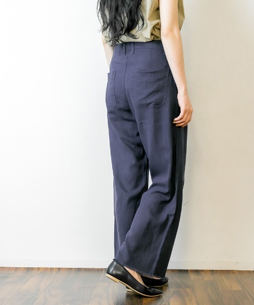 atONE(アットワン)の「atONE リネン裾フリンジワイドパンツ(その他パンツ・レディース・ネイビー/ブラウン/ベージュ・LL/L/3L/4L/M)」の15枚目の写真