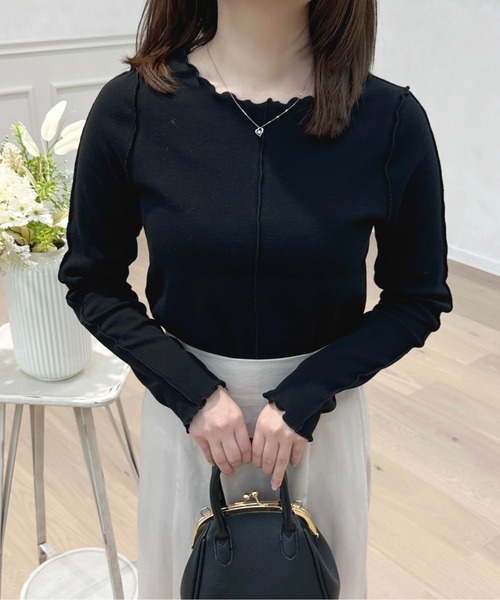 apres jour(アプレジュール)の「リブカットメロートップス【ZOZOTOWN限定アイテム】(Tシャツ/カットソー・レディース・オフホワイト/ブラック/ラベンダー・X-LARGE/フリー)」の2枚目の写真