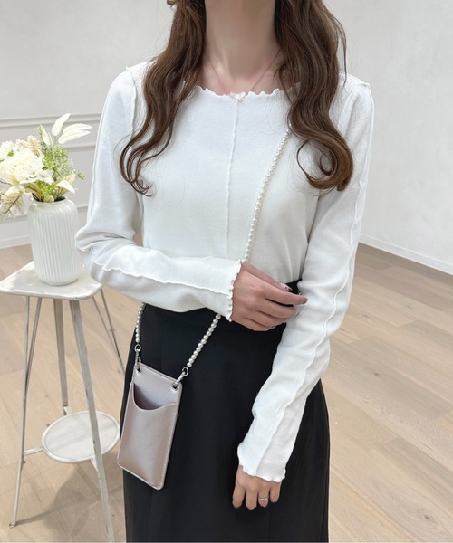 apres jour(アプレジュール)の「リブカットメロートップス【ZOZOTOWN限定アイテム】(Tシャツ/カットソー・レディース・オフホワイト/ブラック/ラベンダー・X-LARGE/フリー)」の4枚目の写真