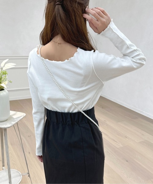 apres jour(アプレジュール)の「リブカットメロートップス【ZOZOTOWN限定アイテム】(Tシャツ/カットソー・レディース・オフホワイト/ブラック/ラベンダー・X-LARGE/フリー)」の6枚目の写真