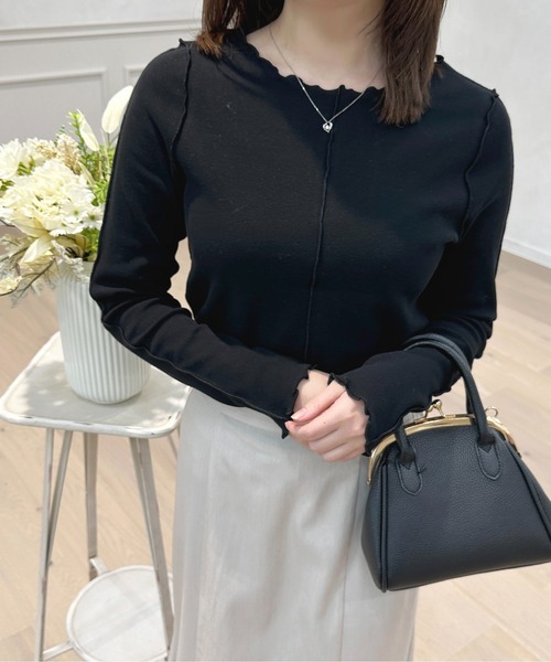 apres jour(アプレジュール)の「リブカットメロートップス【ZOZOTOWN限定アイテム】(Tシャツ/カットソー・レディース・オフホワイト/ブラック/ラベンダー・X-LARGE/フリー)」の14枚目の写真