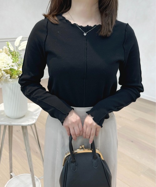 apres jour(アプレジュール)の「リブカットメロートップス【ZOZOTOWN限定アイテム】(Tシャツ/カットソー・レディース・オフホワイト/ブラック/ラベンダー・X-LARGE/フリー)」の13枚目の写真