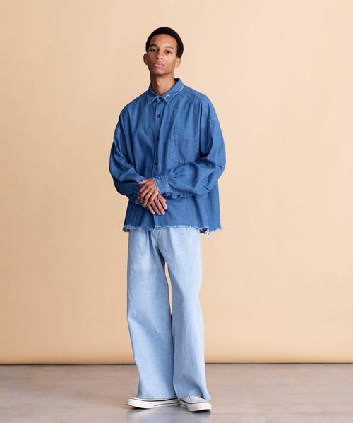 VICTIM（ヴィクティム）の「VICTIM ヴィクティム / WIDE DENIM PANTS ワイドデニムパンツ / VTM-23-P-023（デニムパンツ・メンズ・ブラック/ライトブルー・MEDIUM/X-LARGE/LARGE）」の8枚目の写真
