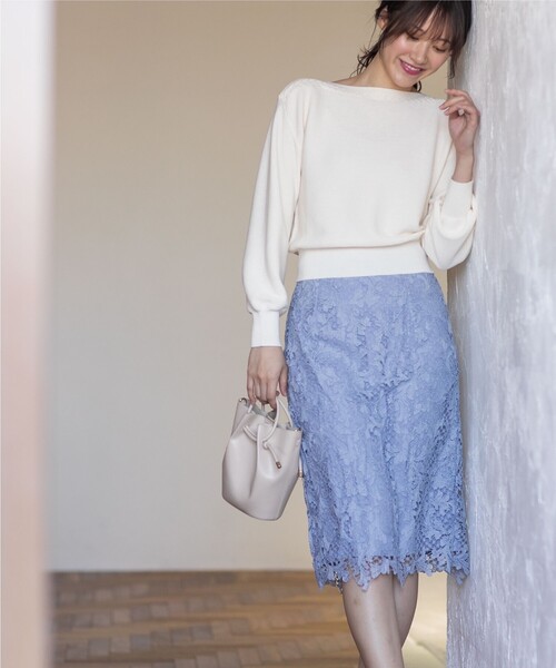 index（インデックス）の「◆≪新色追加≫リーフレースタイトスカート【洗濯機洗い可】（スカート・レディース・ナチュラル/チャコールグレー/ライトブルー/パープル系・40/38/42/36）」の21枚目の写真