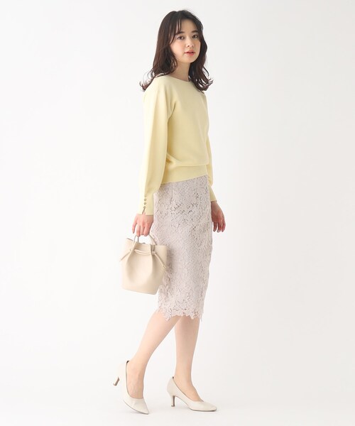 index（インデックス）の「◆≪新色追加≫リーフレースタイトスカート【洗濯機洗い可】（スカート・レディース・ナチュラル/チャコールグレー/ライトブルー/パープル系・40/38/42/36）」の8枚目の写真