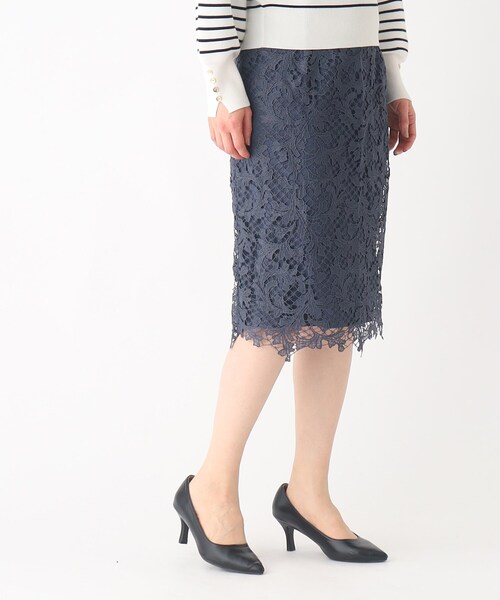 index（インデックス）の「◆≪新色追加≫リーフレースタイトスカート【洗濯機洗い可】（スカート・レディース・ナチュラル/チャコールグレー/ライトブルー/パープル系・40/38/42/36）」の9枚目の写真