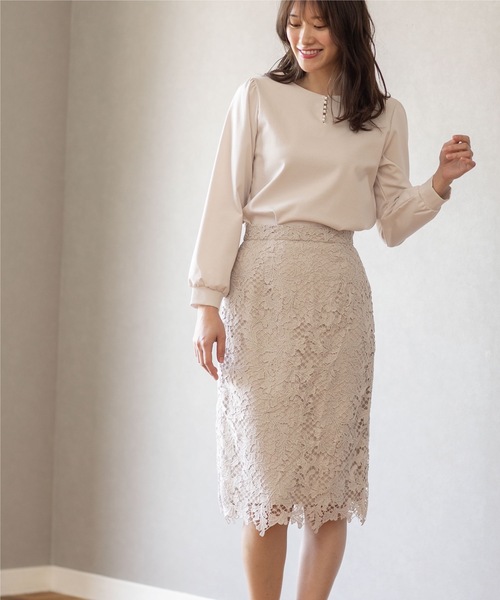 index（インデックス）の「◆≪新色追加≫リーフレースタイトスカート【洗濯機洗い可】（スカート・レディース・ナチュラル/チャコールグレー/ライトブルー/パープル系・40/38/42/36）」の15枚目の写真