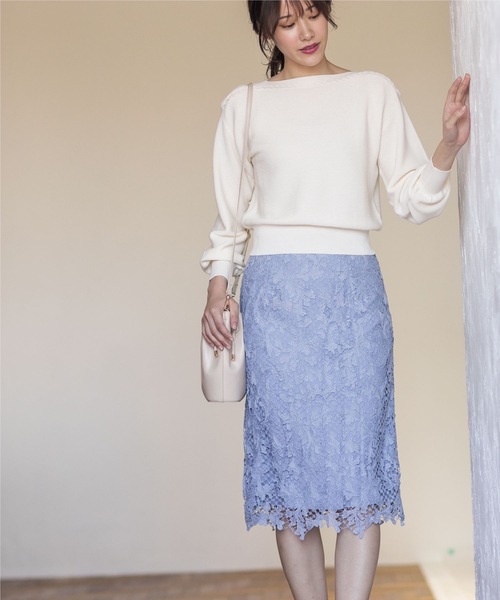 index（インデックス）の「◆≪新色追加≫リーフレースタイトスカート【洗濯機洗い可】（スカート・レディース・ナチュラル/チャコールグレー/ライトブルー/パープル系・40/38/42/36）」の20枚目の写真